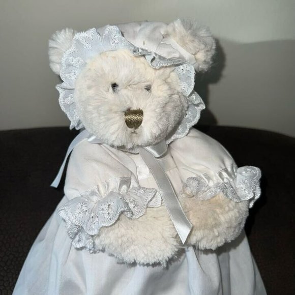 Ganz Christening Bear White Long Gown Baby Plush Baptism Christmas Gift HE8674 - Picture 1 of 12